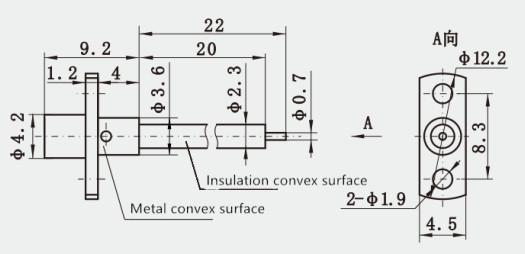 Male 2 Hole Flange Mount SMP RF Connector With Long Insulation Convex Surface 50Ohm Plug