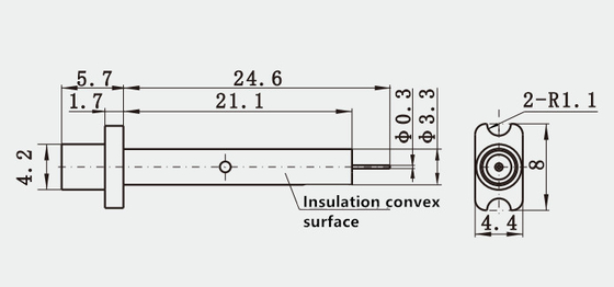 ROHS SMP Male Gold Plating Flange Mount RF Connector With Long Metal Convex Surface