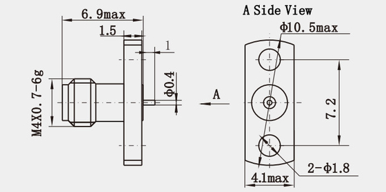 1.0MM Female Stainless Steel Flange RF Socket Connector with Microstrip