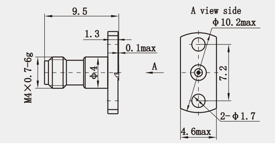 Stainless Steel 1.0 Series Female Flange RF Connector Matched Pinφ0.23 Hole Depth 1mm