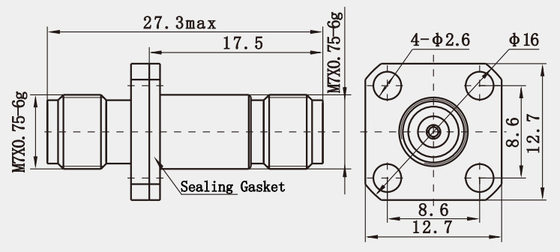 2.4mm Female to Female RF Connectors with Passivated Plating Waterproof Stainless Steel