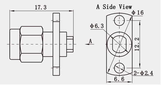 2.92mm Series Male 2-hole Flange RF Coaxial Plug For 2#Semi-rigid / Flexible Cable