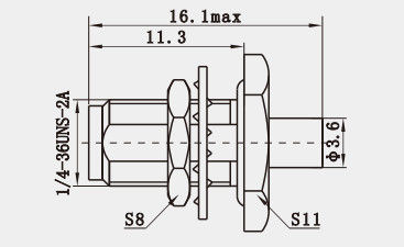 K2.92 Female Bulkhead RF Connector for 2 Semi-rigid / flexible Cable 50Ohm Impedance