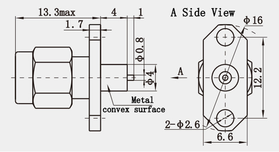 K2.92 Male Stainless Steel Two Hole Flange with Microstrip Contact Connector