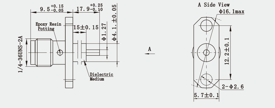 Stainless Steel Female 2-hole Flange SMA Brass RF Coaxial Connector for Aerospace