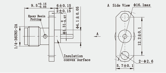 SMA Series Aerospace Grade Female 2-hole Flange Brass RF Coaxial Connector