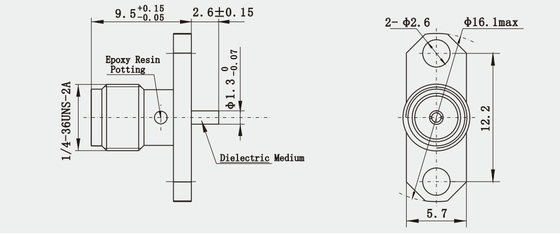 SMA Female Brass Aerospace Grade RF Coaxial Connector with Microstrip