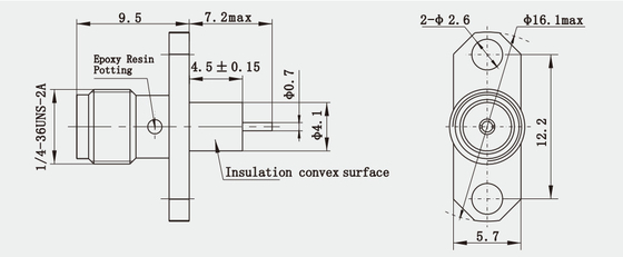High Performance Grade SMA Brass Female 2-hole Flange RF Coaxial Connector