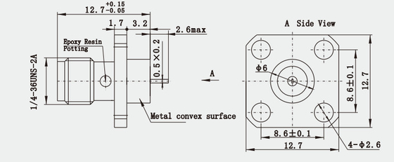 Brass / Stainless Steel RF Coaxial Connector 50Ω Impedance Aerospace SMA Female 4-hole Flange