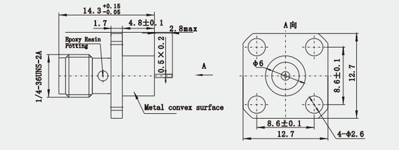 SMA Female Brass Aerospace Grade RF Coaxial Connector with Metal Convex Surface