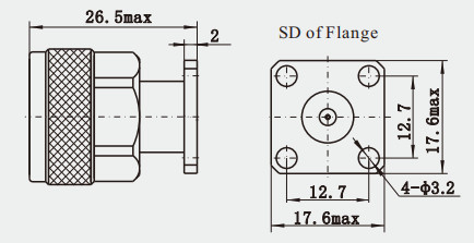 High Performance N Male Flange Mount Micro Strip RF Coaxial Connector