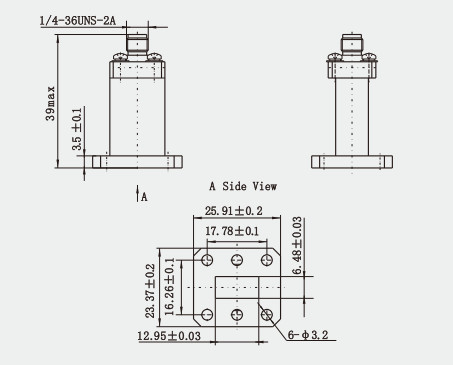 High Performance Waveguide to 2.92 Type Direct Feed Coaxial Adapter BJ180