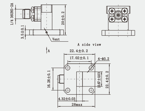 High-Performance Waveguide to 2.92mm Type Side Feed Coaxial BJ220 Adapter