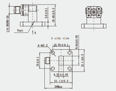 Waveguide to 2.92 Type Side Feed Coaxial Adapter BJ260 for Communication