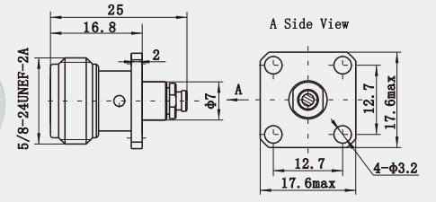 Stainless Steel Solder Clamp N Female Coaxial Connector for 2 Semi-rigid / flexible Cable Frequency Range DC-11GHz N-KFB2G-15
