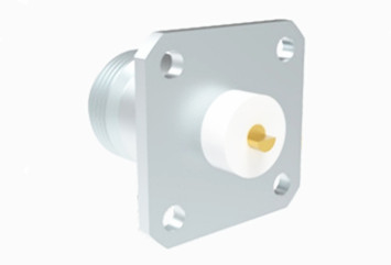 N Female Nickel Plated 4-hole Flange RF Coaxial Connector with Microstrip