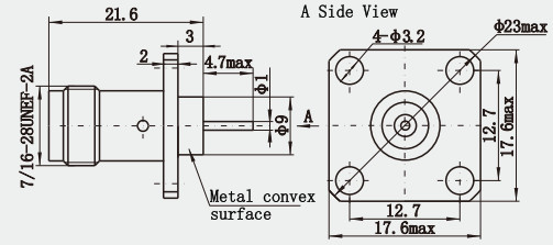 TNC Female 4-hole Flange Mount with Long Micro-strip RF Connector