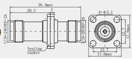 High Durability TNC Brass Hermeticity Straight Female to Female RF Coaxial Connector BeCu Contact Material