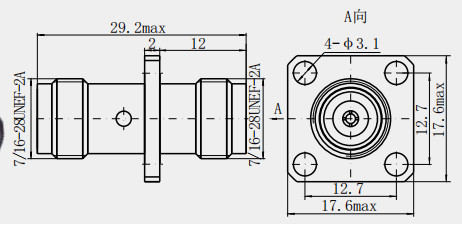 Nickel Plated TNC Female to Female 4-hole Flange RF Coaxial Connector