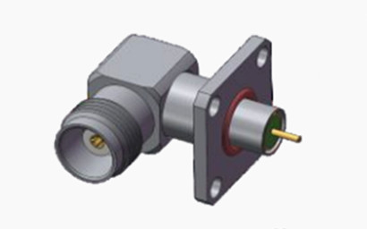 TNC Hermetic Female Right Angle 4-Hole Flange RF Connector for Microstrip Applications
