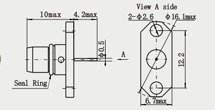 BMA Male Straight 2-hole Flange Brass RF Coaxial Connector for PCB Mount