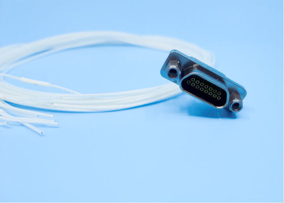 Operating Temp -55C- 125C Aluminum Alloy Micro D Connector Female Receptacle With Mating Cable White Wire 0.1mm2-0.15mm2