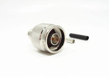 Crimp Brass Electrical Coaxial Connector , N Type Coax Connector ≤1.3 VSWR