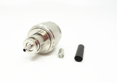 Crimp Brass Electrical Coaxial Connector , N Type Coax Connector ≤1.3 VSWR