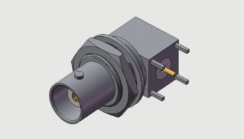 Professioneller rechtwinkliger (RA) BNC-Buchsen-Koaxial-Steckverbinder (Buchse, Buchse) für die Frontplattenmontage, bis zu 4 GHz, für 4-Bein-Durchgangsloch-Lötung