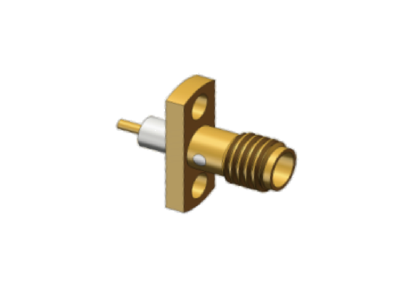 2-Loch-Flanschmontage-Mini-SMA-Buchse aus Kupferlegierung, HF-Koaxialstecker bis zu 18 GHz