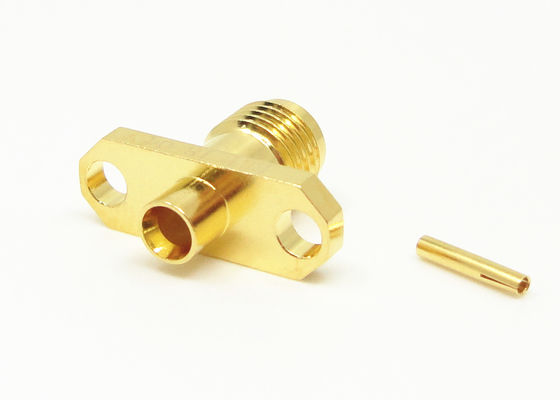 18GHz weibliche 2 Löcher Flanschmontage SMA HF-Anschluss Gold beschichtet 50Ohm für.086 Kabel